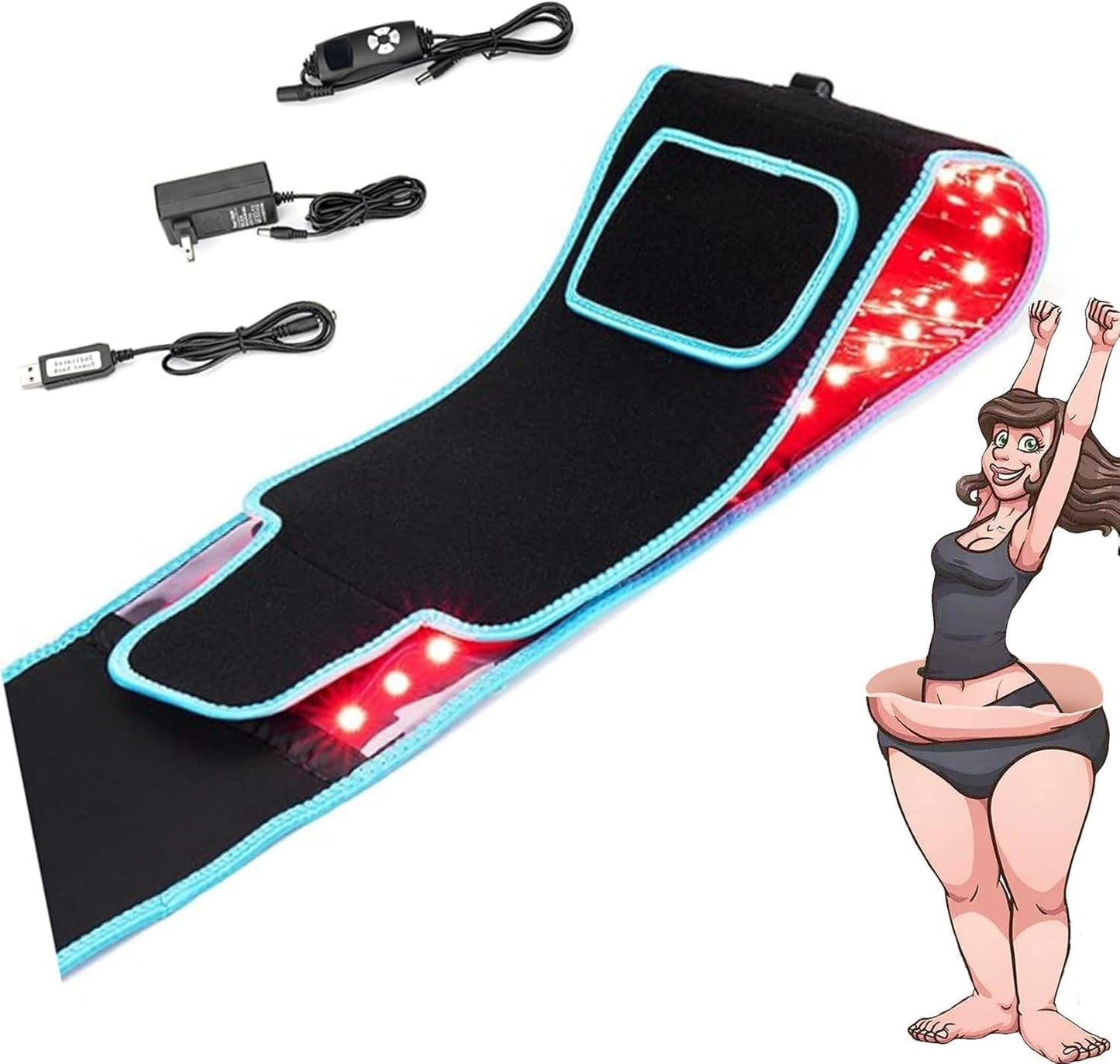 660nm Red Light 850nm Infrared Light Therapy Belt – Pain Relief & Fat Reduction Wrap